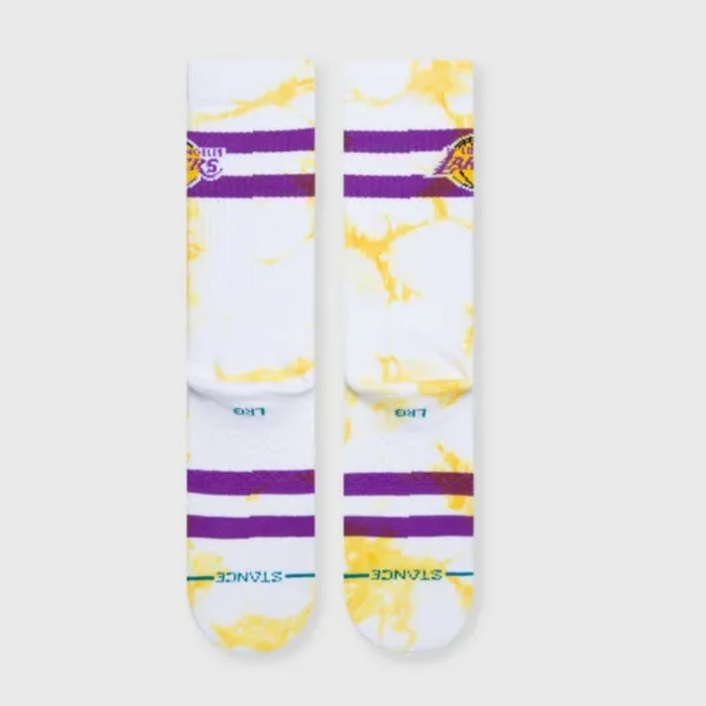 NWT Men's Los Angeles Lakers Tie Dye Stance Crew Socks - Picture 13 of 15
